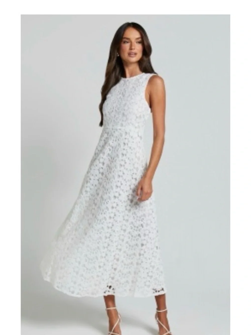 Showpo White Lace High Neck Cut Out Maxi Dress - Picture 8 of 8